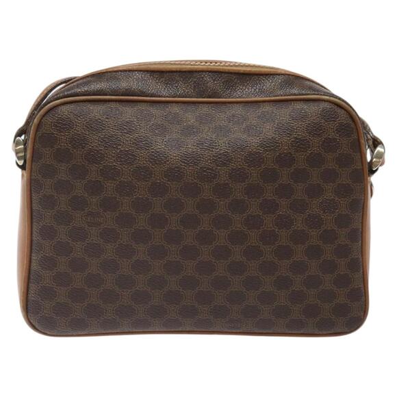 CELINE Macadam Canvas Shoulder Bag Pvc Leather Brown Gold - Picture 3 of 12